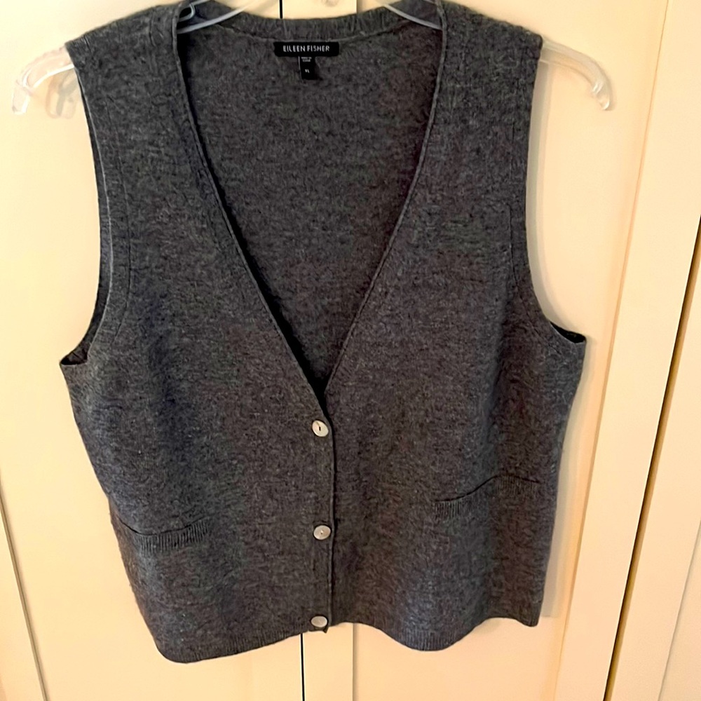 Eileen Fisher Lambswool/Cashmere Sweater Vest, Charcoal